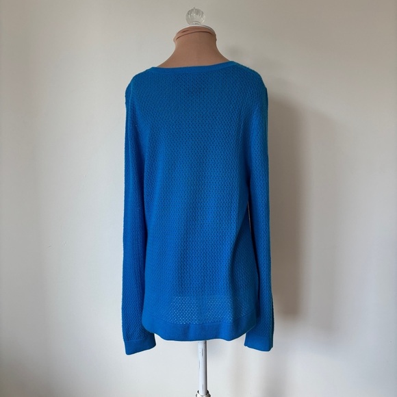 Miss Wu Royal Blue Crew Neck Cashmere Relaxed Fit Open Knit Sweater EUC Size XL - Picture 3 of 7